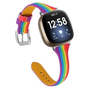 Fitbit Versa 3 Rainbow Leather Smartwatch Band